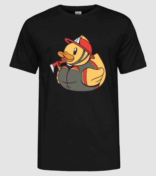 Rățușcă de cauciuc Pompier model negru pe tricou