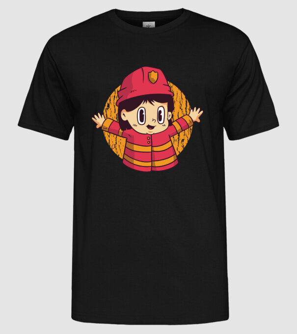 Pompier copil model negru pe tricou