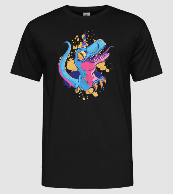 Unicornsaurus - Dinozaur Unicorn model negru pe tricou