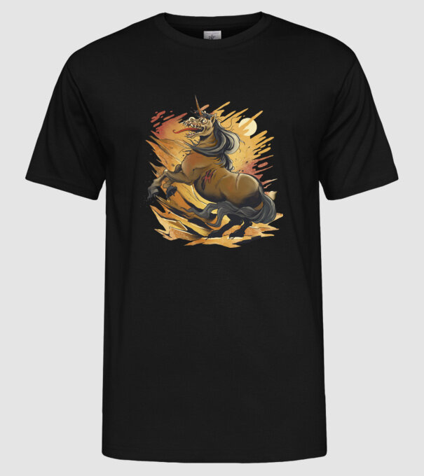Unicorn Zombie model negru pe tricou
