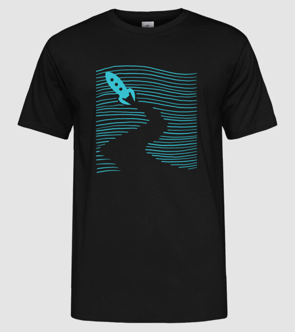 Navă spațială model negru pe tricou