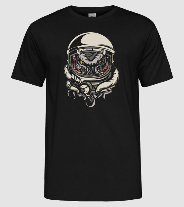 Cthulhu Astronaut model negru pe tricou