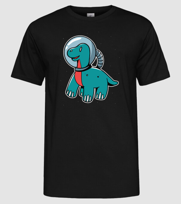 Dinozaur Astronaut model negru pe tricou