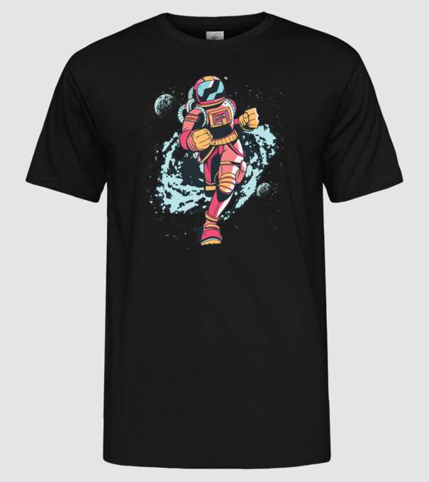 Alergare Astronaut model negru pe tricou