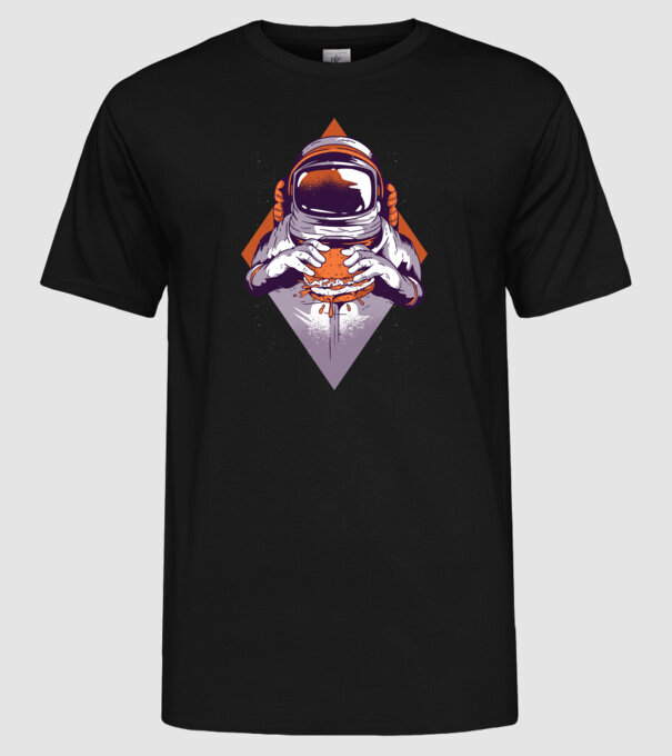 Hamburger Astronaut model negru pe tricou
