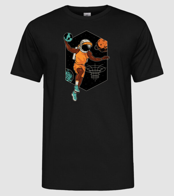 Astronaut Baschetbalist model negru pe tricou