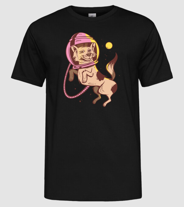 Câine Astronaut model negru pe tricou