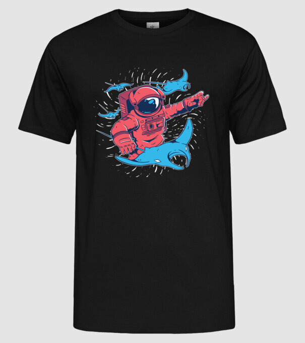 Diavol de mare gigant Astronaut model negru pe tricou