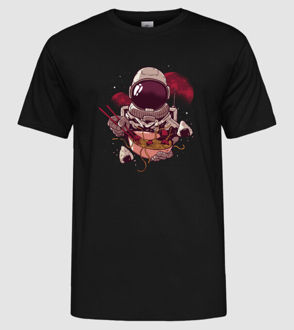 Astronaut Ramen model negru pe tricou