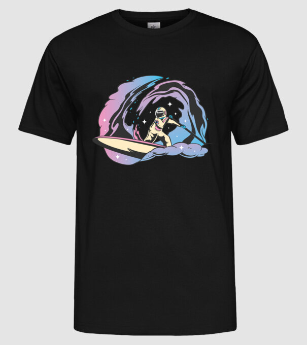 Surf Astronaut model negru pe tricou