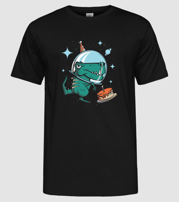 Astronaut T-rex Ziua de naștere model negru pe tricou