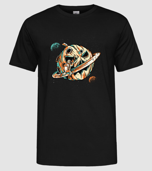 Astronaut cap de dovleac de Halloween model negru pe tricou