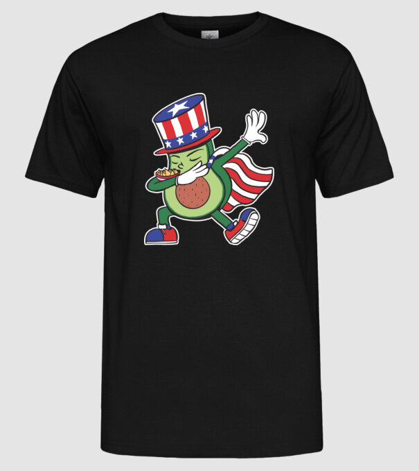 SUA Avocado DAB model negru pe tricou