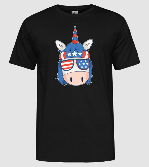 SUA unicorn model negru pe tricou