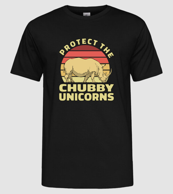 Protejați Unicornii - Rinocerii plinuți model negru pe tricou