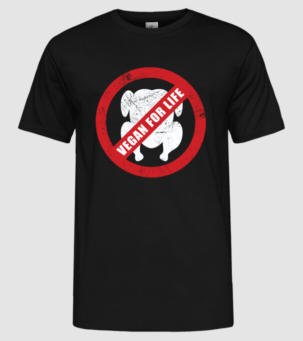 Vegan pe viață model negru pe tricou