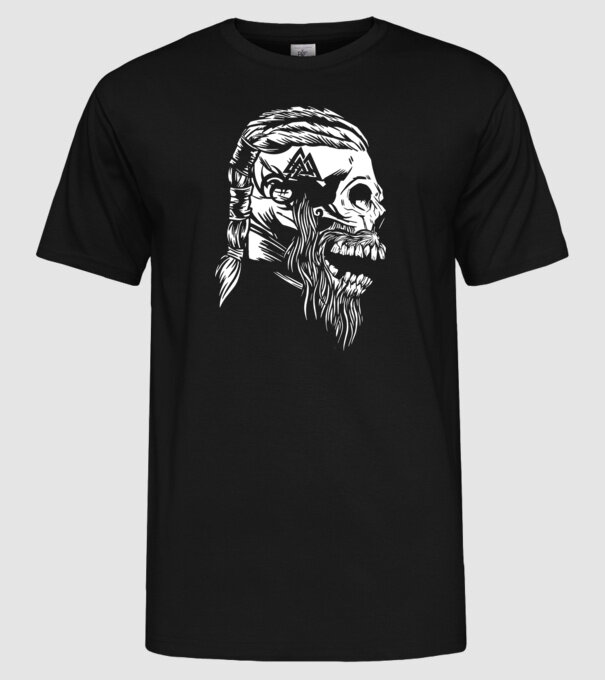 Craniu Viking model negru pe tricou