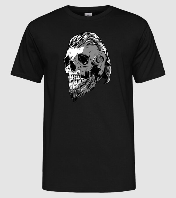 Craniu Viking model negru pe tricou