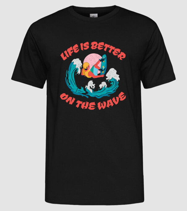 Wakeboard - Life is better on the wave model negru pe tricou