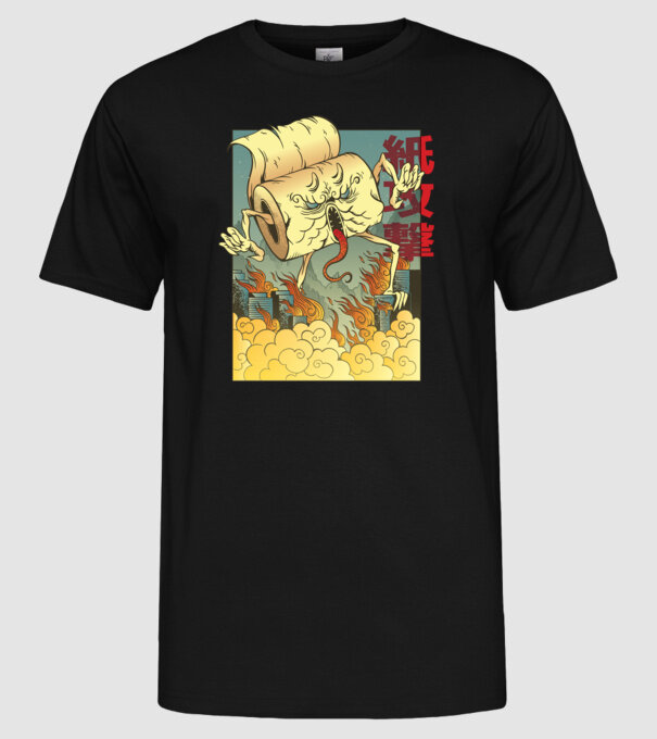 Monstru hârtie igienică model negru pe tricou