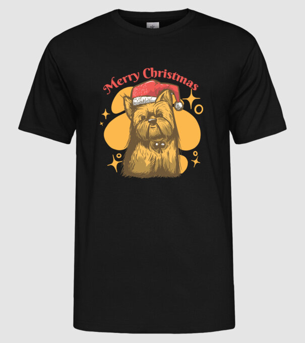 Crăciun Yorkie model negru pe tricou