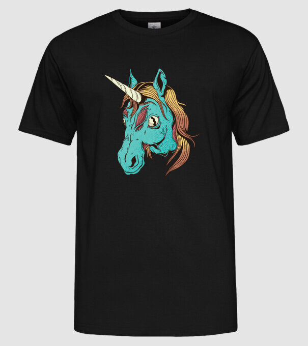 Unicorn Zombie model negru pe tricou