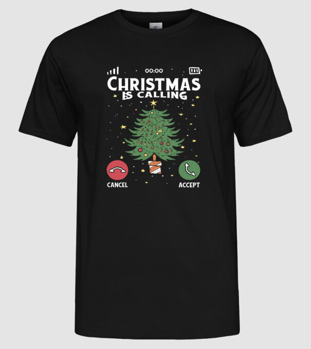 Christmas is calling model negru pe tricou