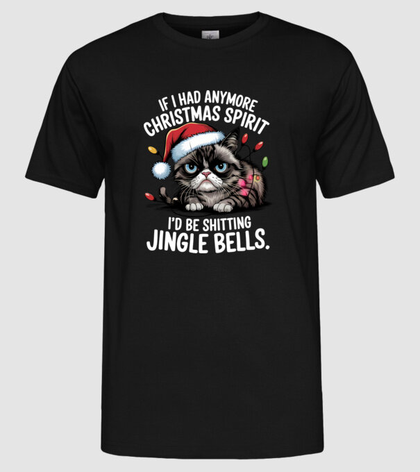 Christmas Spirit Grumpy Cat Negru model negru pe tricou