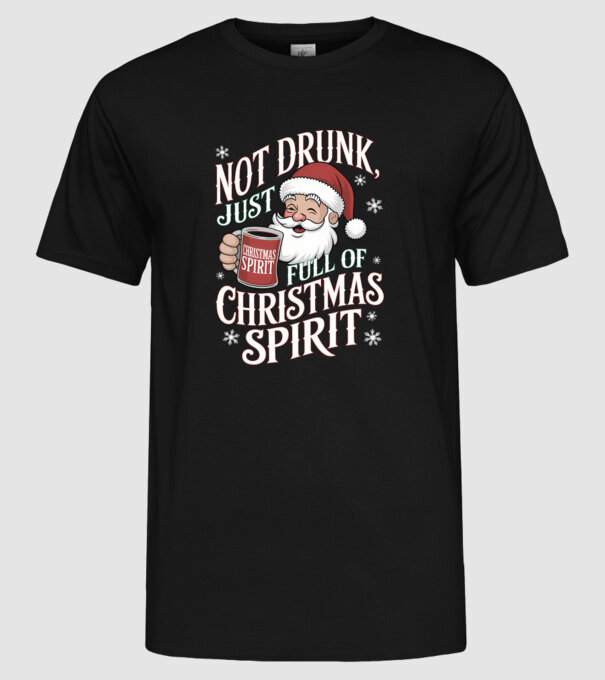 Christmas Spirit Santa model negru pe tricou