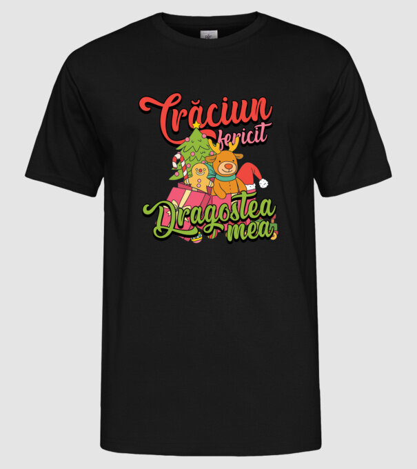 CRĂCIUN FERICIT DRAGOSTEA MEA model negru pe tricou