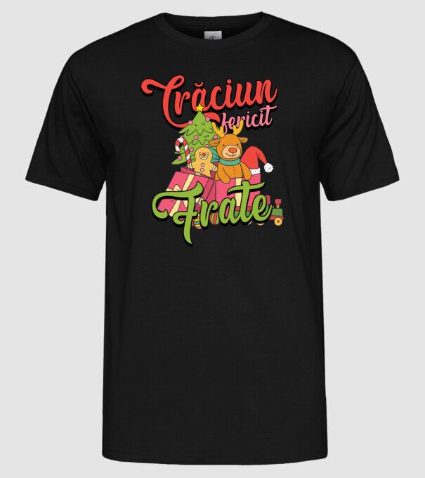CRĂCIUN FERICIT FRATE / SORĂ model negru pe tricou