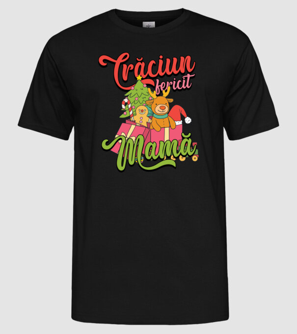 CRĂCIUN FERICIT MAMĂ model negru pe tricou
