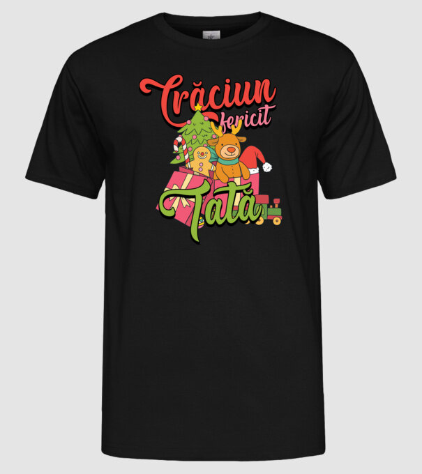 CRĂCIUN FERICIT TATĂ model negru pe tricou