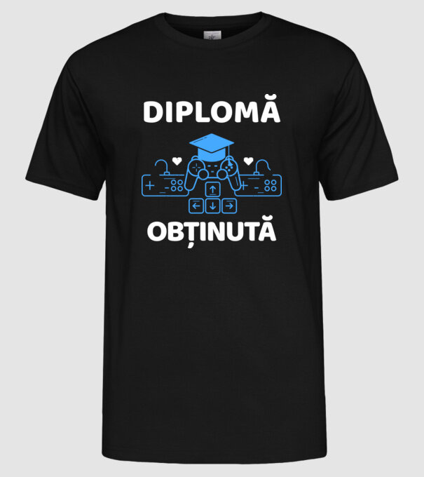 Diplomă obținută model negru pe tricou