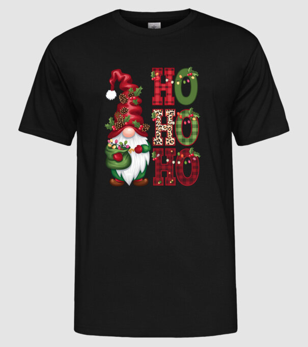 HOHOHO Gnome model negru pe tricou
