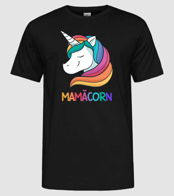 mamăcorn model negru pe tricou
