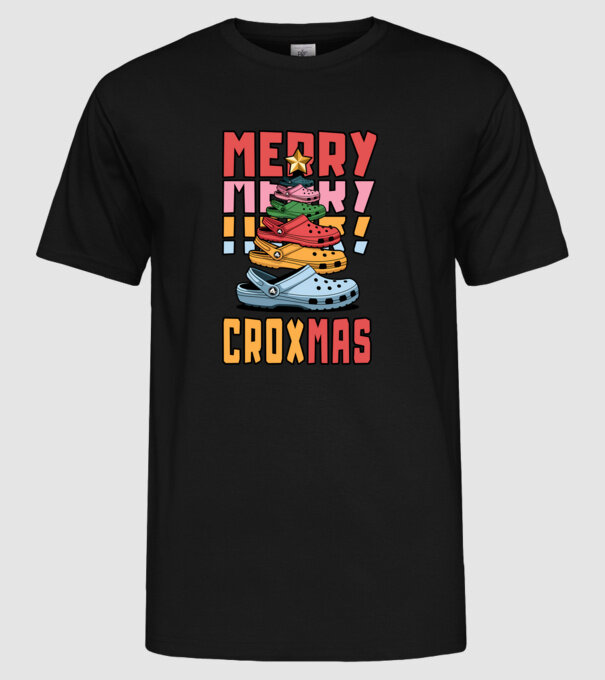 Merry Croxmas model negru pe tricou