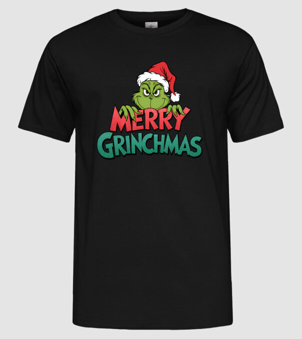 Merry Grinchmas model negru pe tricou