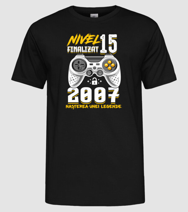 Nivel 15 finalizat. 2007 nașterea unei legende model negru pe tricou