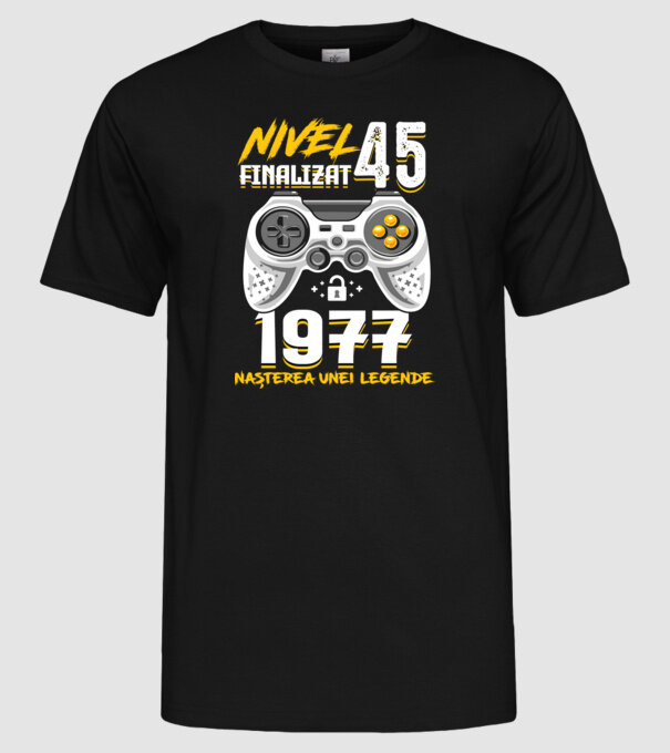 Nivel 45 finalizat. 1977 nașterea unei legende model negru pe tricou