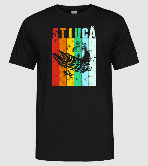 știucă model negru pe tricou