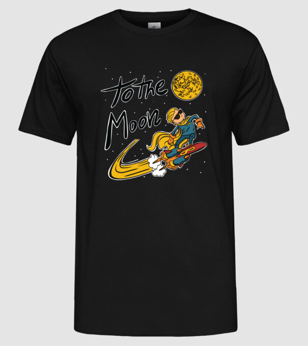 To the Moon Bitcoin model negru pe tricou