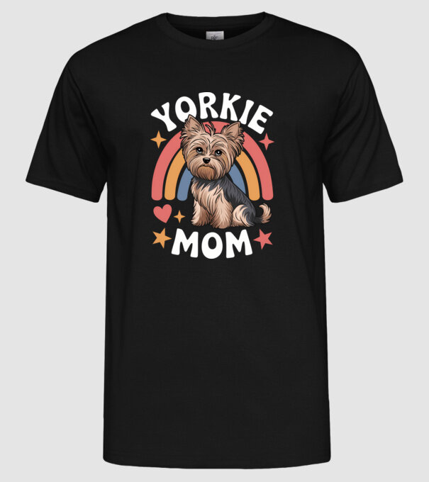 Yorkie Mom Negru model negru pe tricou