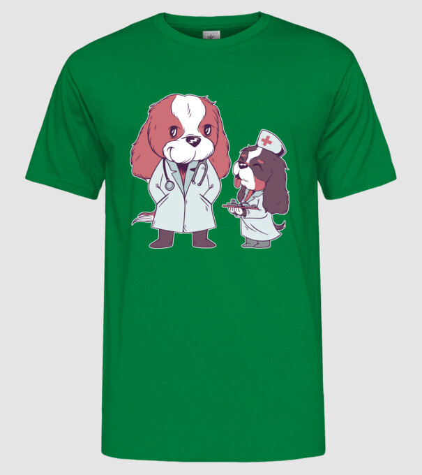 Veterinar câini model verde pe tricou