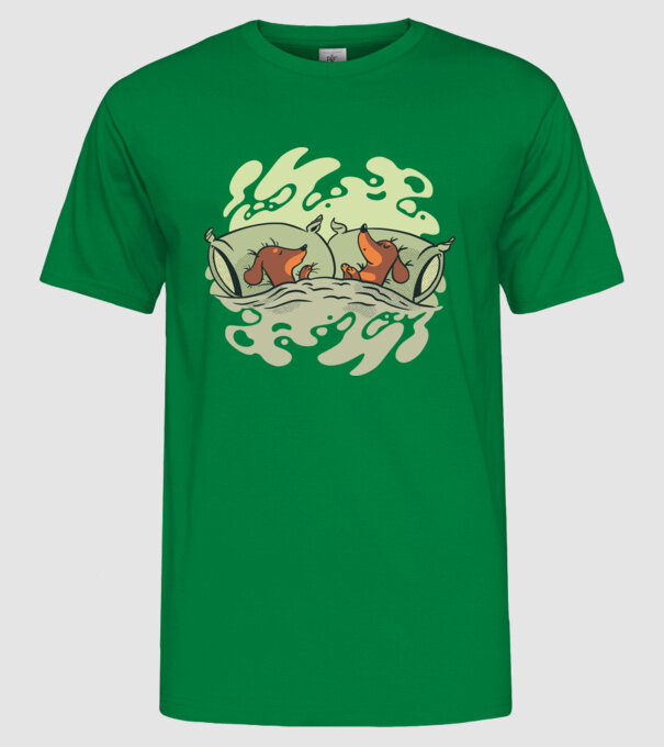 Teckeli dormind model verde pe tricou