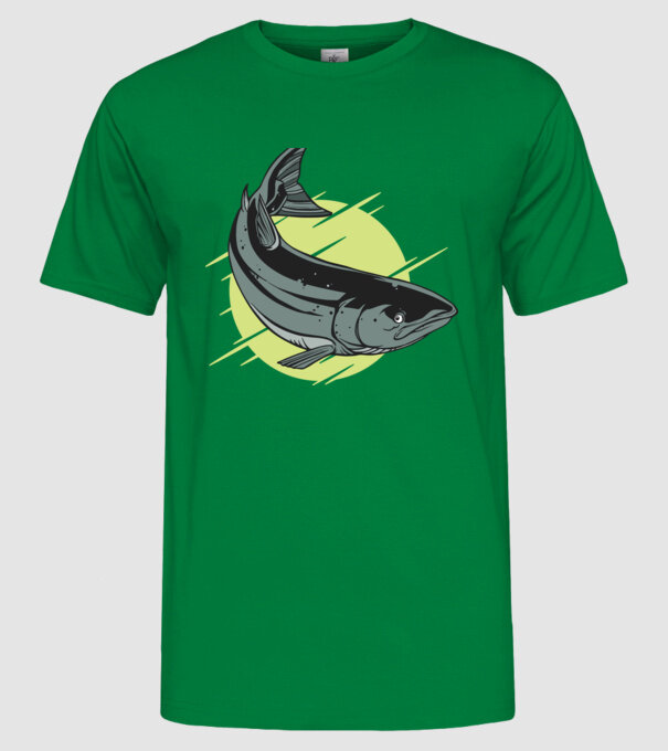 Atlantic Salmon - Somon de Marea Baltică model verde pe tricou