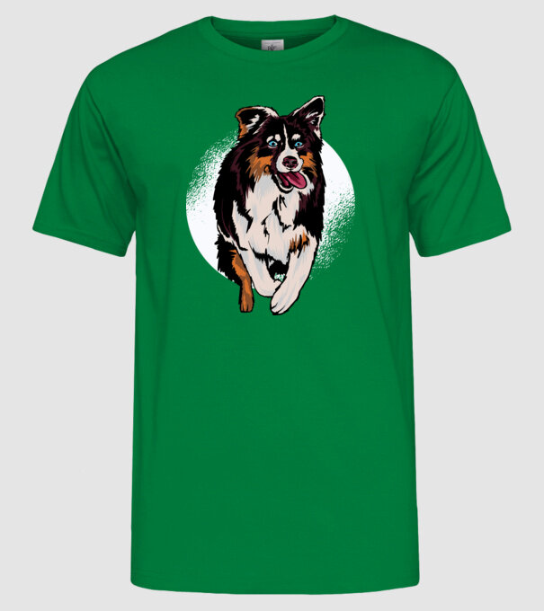 Câine ciobănesc Australian model verde pe tricou