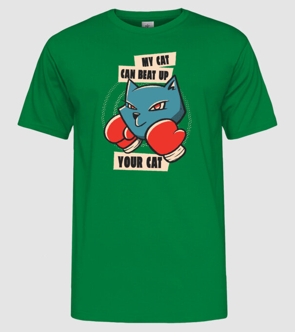 Pisicuța mea bate pisicuța ta model verde pe tricou