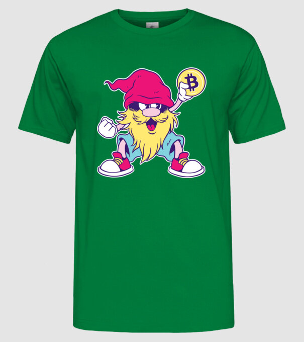 Pitic Bitcoin model verde pe tricou