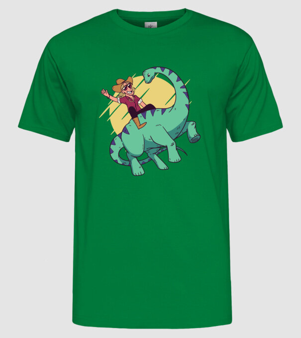 Dinozaur Cowboy model verde pe tricou